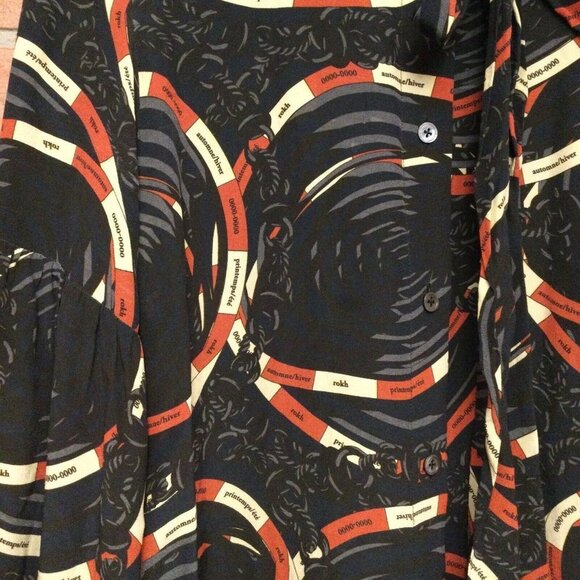 Rokh Womens Scarf Frill Dress Size 8 Silk Button Front Long Balloon Sleeve - Picture 2 of 8